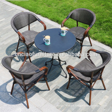 Most hot sell coffee round wrought iron table and aluminum chairs